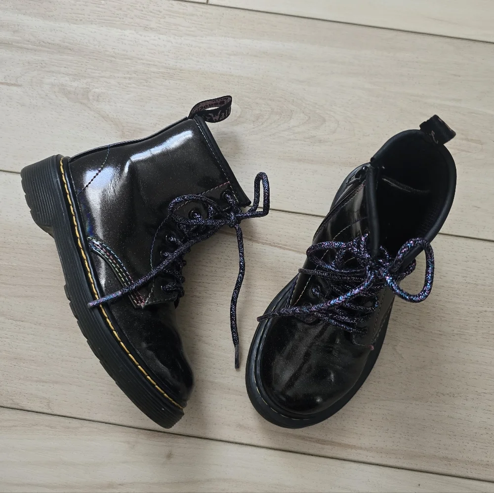 Dr. Martens Junior 1460 Sparkle Rays Lace Up Boots in Black